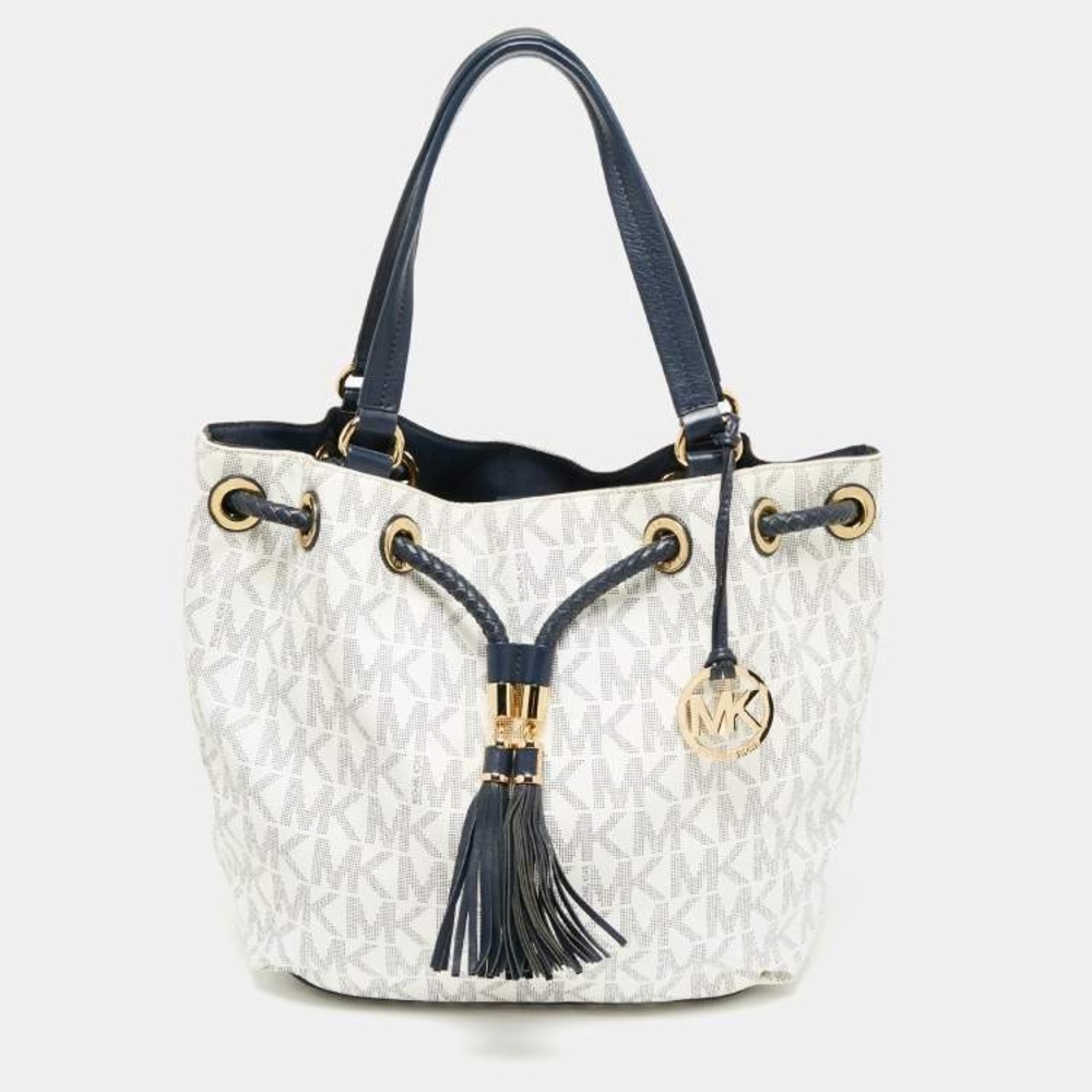 Michael Kors Navy and White Shoulder Bag